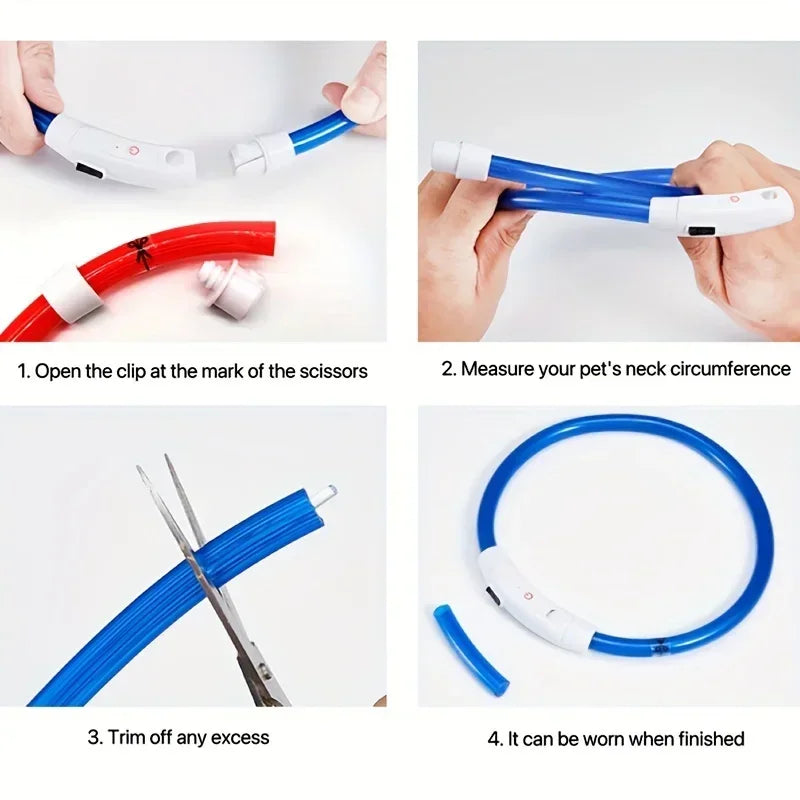 LED Hundehalsband | Wiederaufladbares Leuchthalsband für Hunde | USB-Aufladung & Anti-Verlust Sicherheit | Glowtail