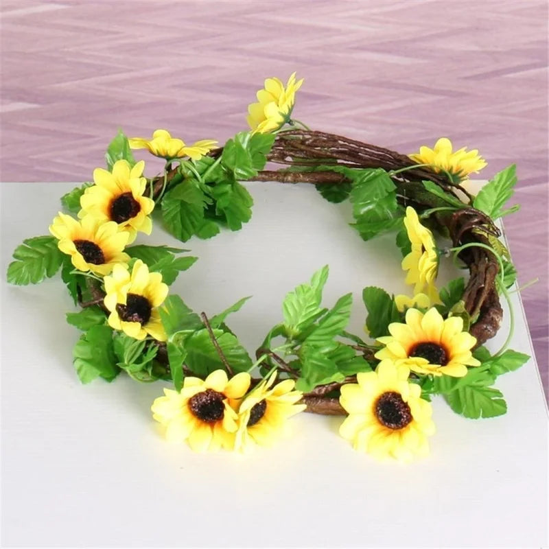 Floraviva SunVine Sunflower Garland Artificial | 2.6 m Length | 12 Flowers Ø 8 cm | For Wedding, Balcony & DIY Decor