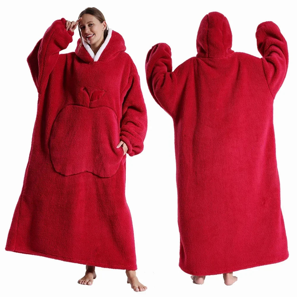 CozyHaven Plus Size Hooded Blanket | Plush Sherpa Wearable Blanket with Sleeves & Pocket | 140 cm | Unisex Winter Cozy Blanket