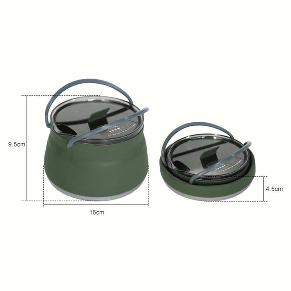 FoldCook Camping Kochtopf Faltbar 2,5L | Hitzebeständig | Silikon Edelstahl | Leicht Tragbar
