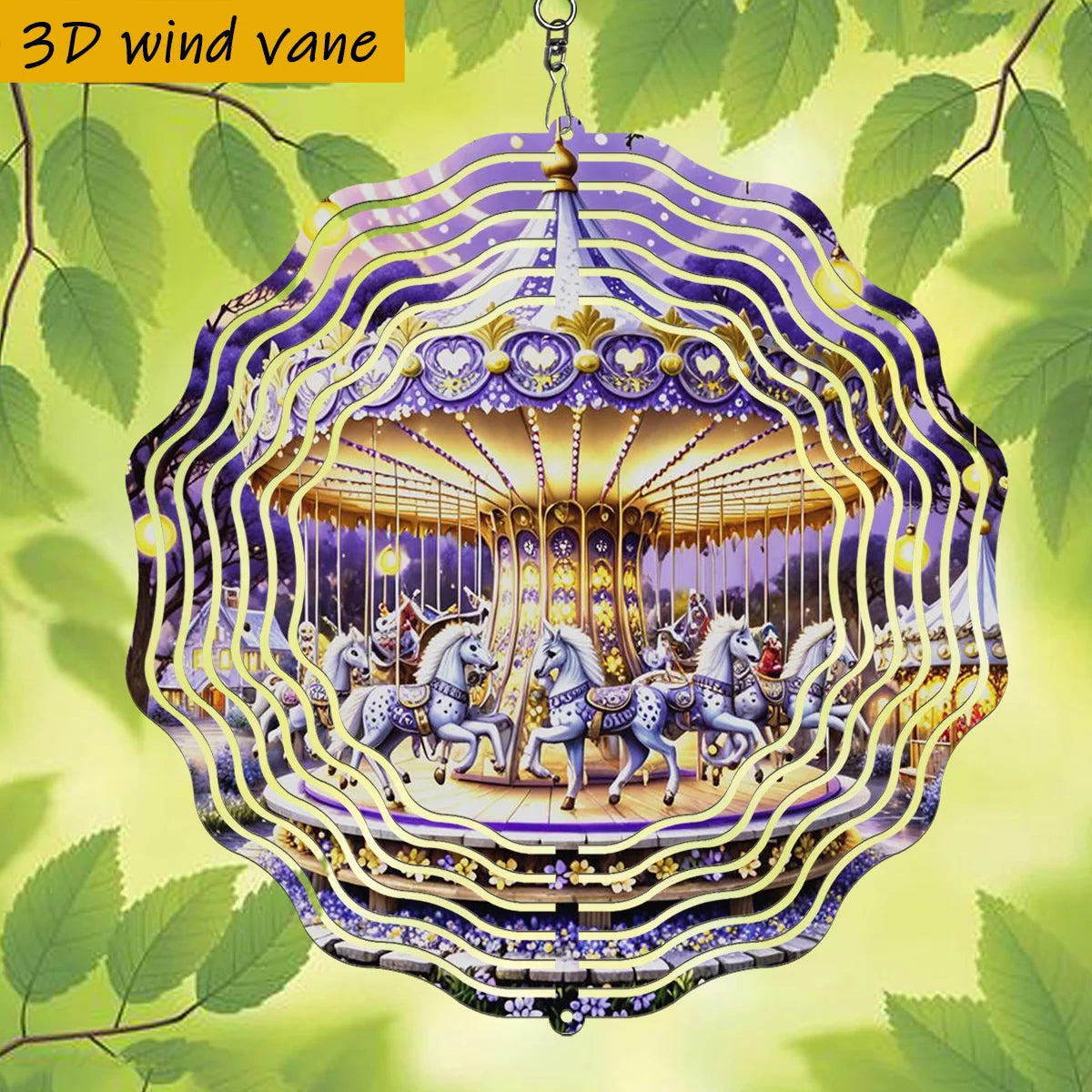Auralis Windspiel Mandala 26 cm | Metall Wind Spinner | 360° Rotation | Garten Deko Lila