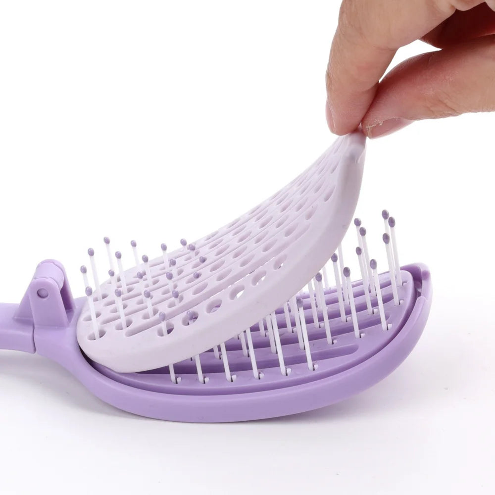 GlamBrush Selbstreinigende Haarbürste | Faltbar | Anti-Statik Massagekamm | Für Damen & Mädchen | Zuhause & Salon