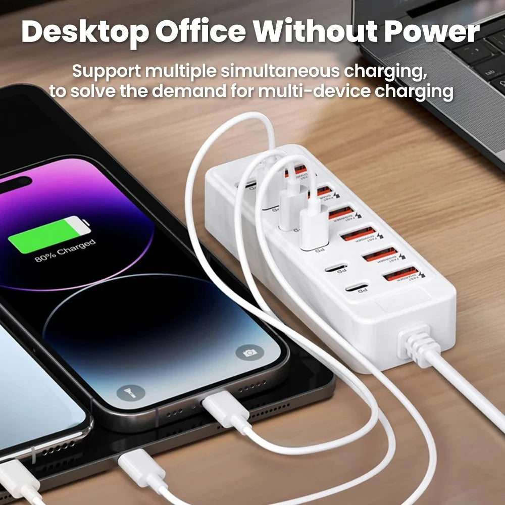 ChargeDock Pro 12-in-1 Steckdosenleiste | USB-C Schnelllade-Station | Multiport Desktop/Wand | USB Hub | Home & Office