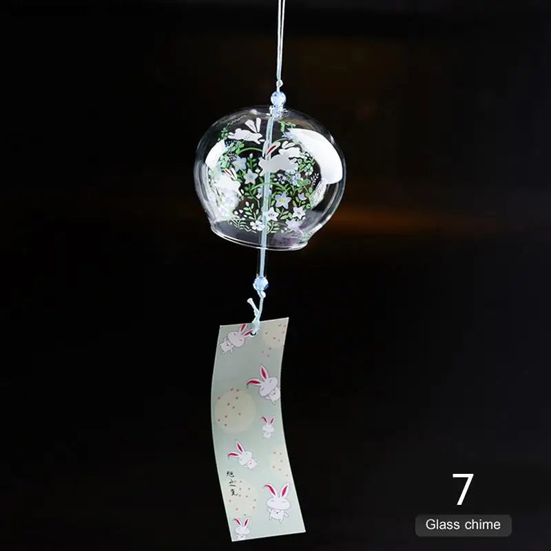 Glass Wind Chime Hanabira | Japanese Style | Clear Sound & Decorative Pendant | Handmade
