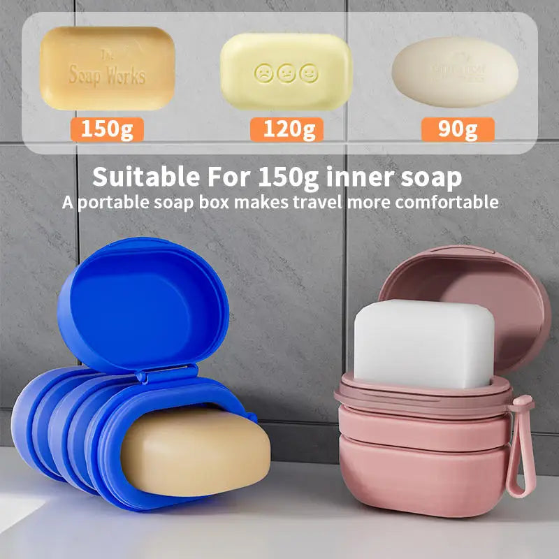 Soapora Silikon Seifenschale mit Deckel | Auslaufsicher | Tragbar für Bad & Reisen | Camping Seifenbox