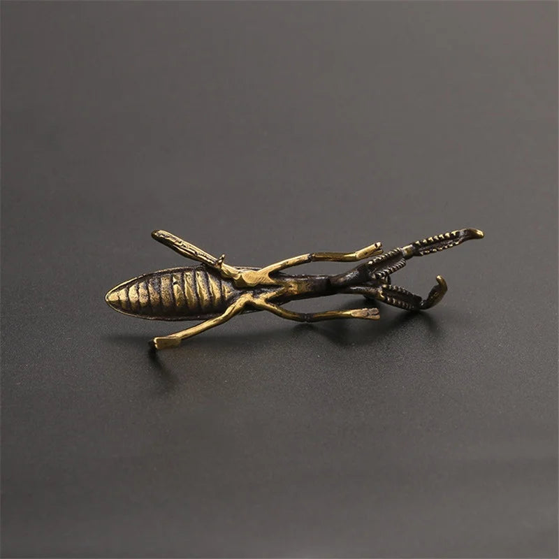 Auravento Kupfer Gottesanbeterin Miniatur | Vintage Deko Figur | 7,2 cm Blumentopf & Tea Pet Ornament