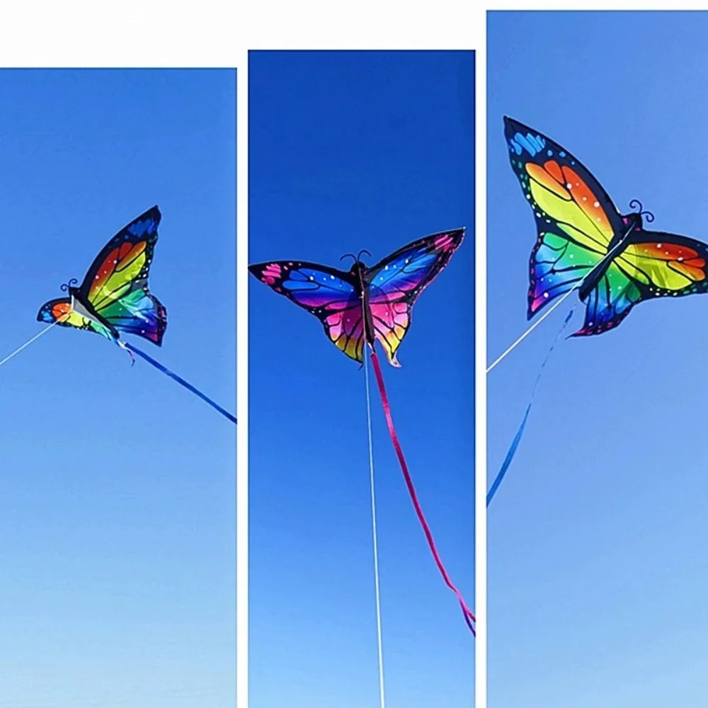 FlutterFly Schmetterlingsdrachen 1,45 m | Bunter Outdoor-Spiel-Drachen für Kinder | Stabil & Leicht Steuerbar