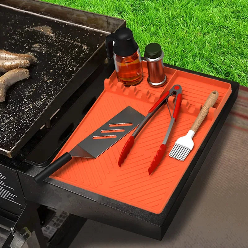 GrillGuard Silikon Grillmatte & Reinigungs-Pad | Anti-Staub Schutzkissen | Ofenöl Box & BBQ Zubehör