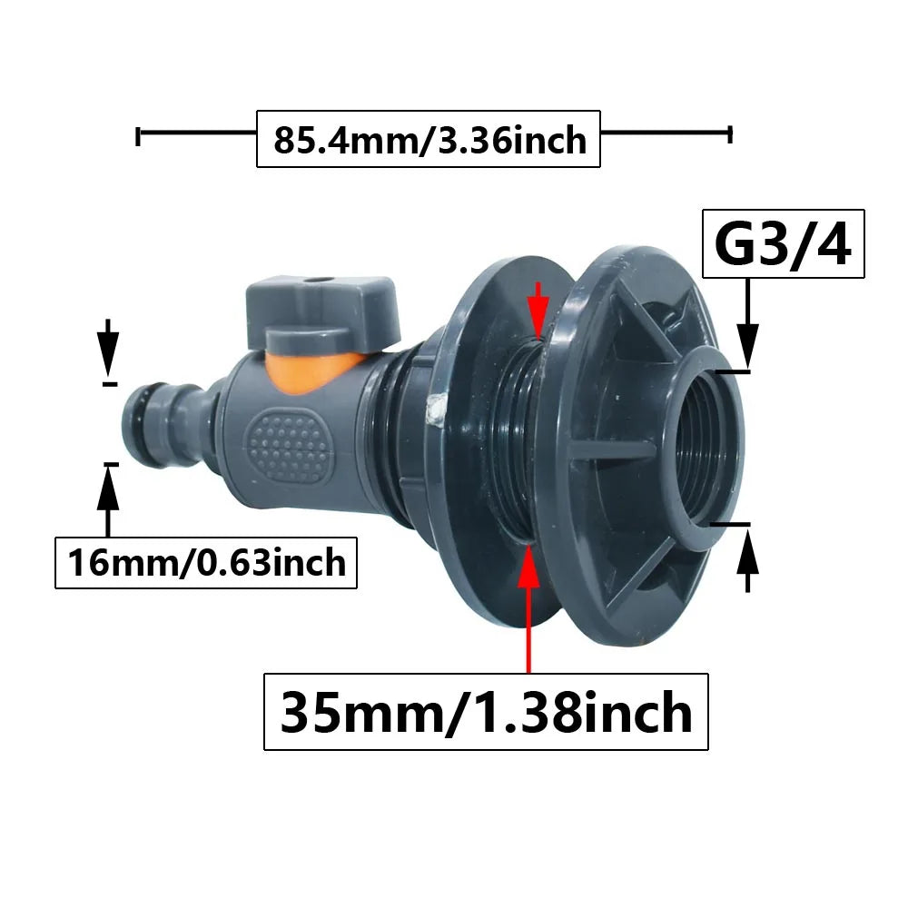 Hydravax IBC Tank Adapter Ventil | 16 mm Anschluss | Gewinde Wasserhahn Verbinder | Regentonne Schlauchadapter