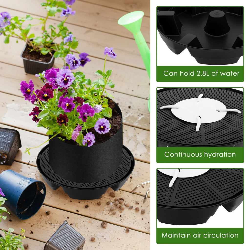 HydroTray Selbstbewässernde Pflanzenuntersetzer | 2,8 L Wasserreservoir | 4er Set
