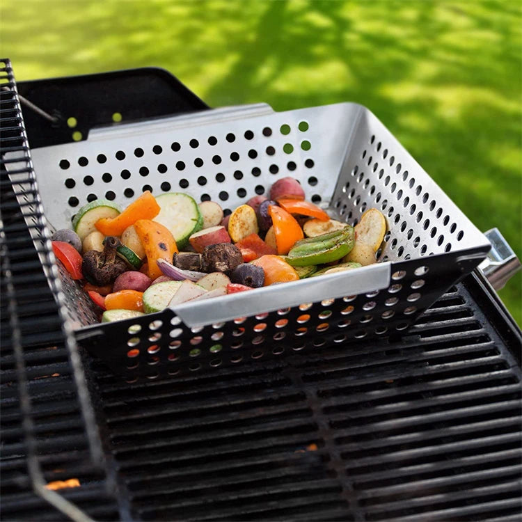 Grillion Grillkorb Edelstahl | Großes BBQ Grillgitter für Gemüse | Gleichmäßiges Garen