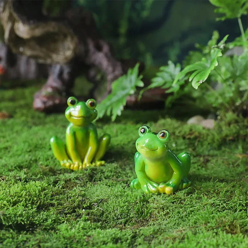 MiniFrogs Deko Frosch Figuren  Kawaii Mini Garten Deko | Harz Handbemalt | Blumentopf Zubehör