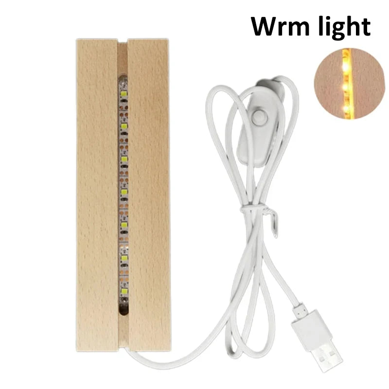 Artivida LED Holzsockel Nachtlicht | Rechteckig | USB betrieben | Acryl & Resin Display