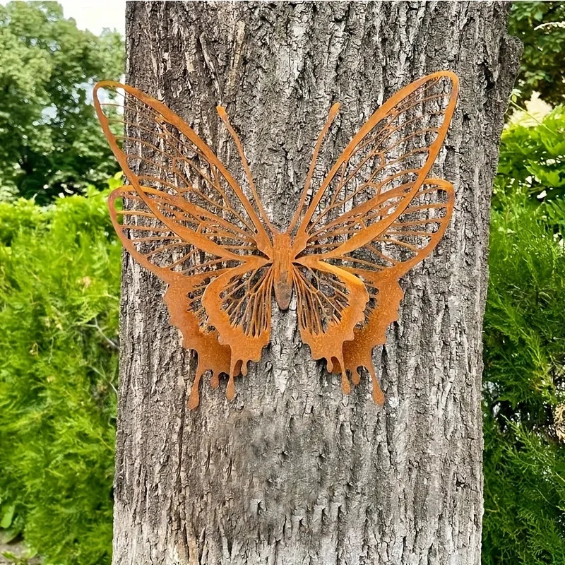 Floravento | Metall Schmetterling Wanddekoration | Rustikale Gartendekoration | Wetterfestes Deko-Element für Innen & Außen