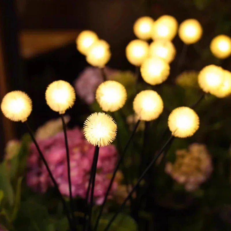 Floraluxa | Solar-Pusteblumen-Gartenleuchte | 6 Leuchtköpfe | Dauerlicht & Blinkmodus | Wetterfest