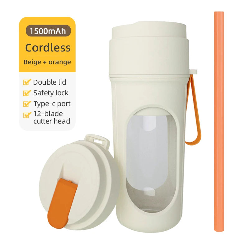 Mixaro | Tragbarer Smoothie-Maker 350 ml | USB Wiederaufladbarer Mini Mixer | 12 Edelstahlklingen | 40 W