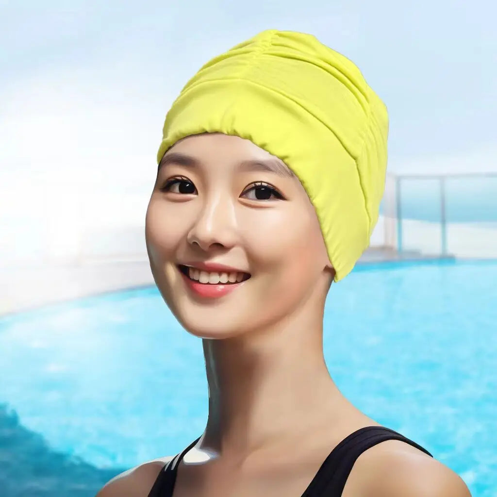 AquaLisse Damen Badehaube für lange Haare | Elastisch & Faltbar | Glattes Komfortdesign