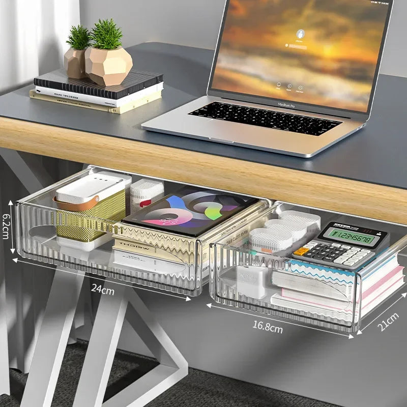 Deskora Untertisch Schublade | Ausziehbar & Unsichtbar | Kunststoff Organizer