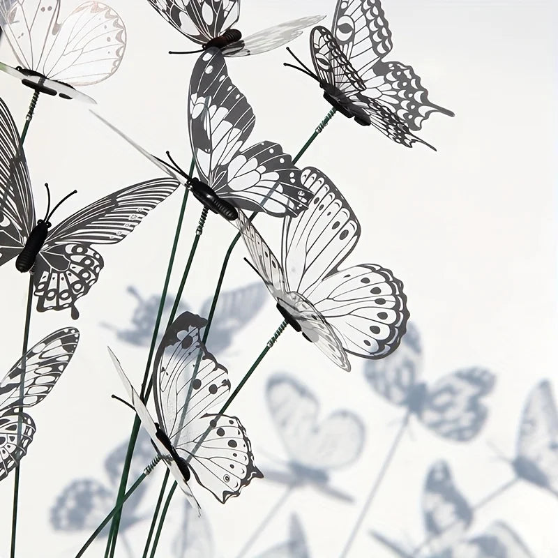 FLORAVIVA Gartenstecker Schmetterling 10er Set | Realistisches Design | PVC | Outdoor Dekoration