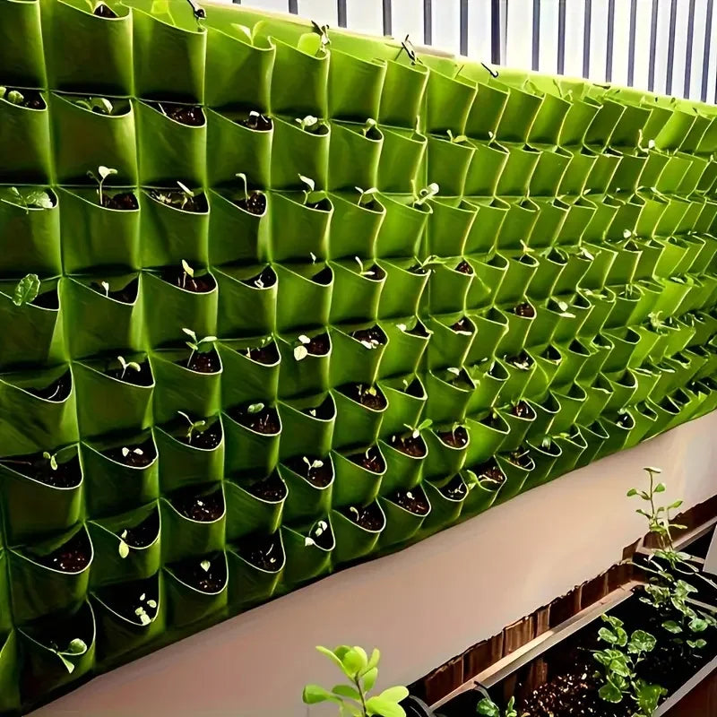 VertiGrow | Vertikaler Gartenpflanzer mit 18 Taschen | Wand-Pflanztasche für Kräuter & Gemüse | Platzsparendes Pflanzsystem