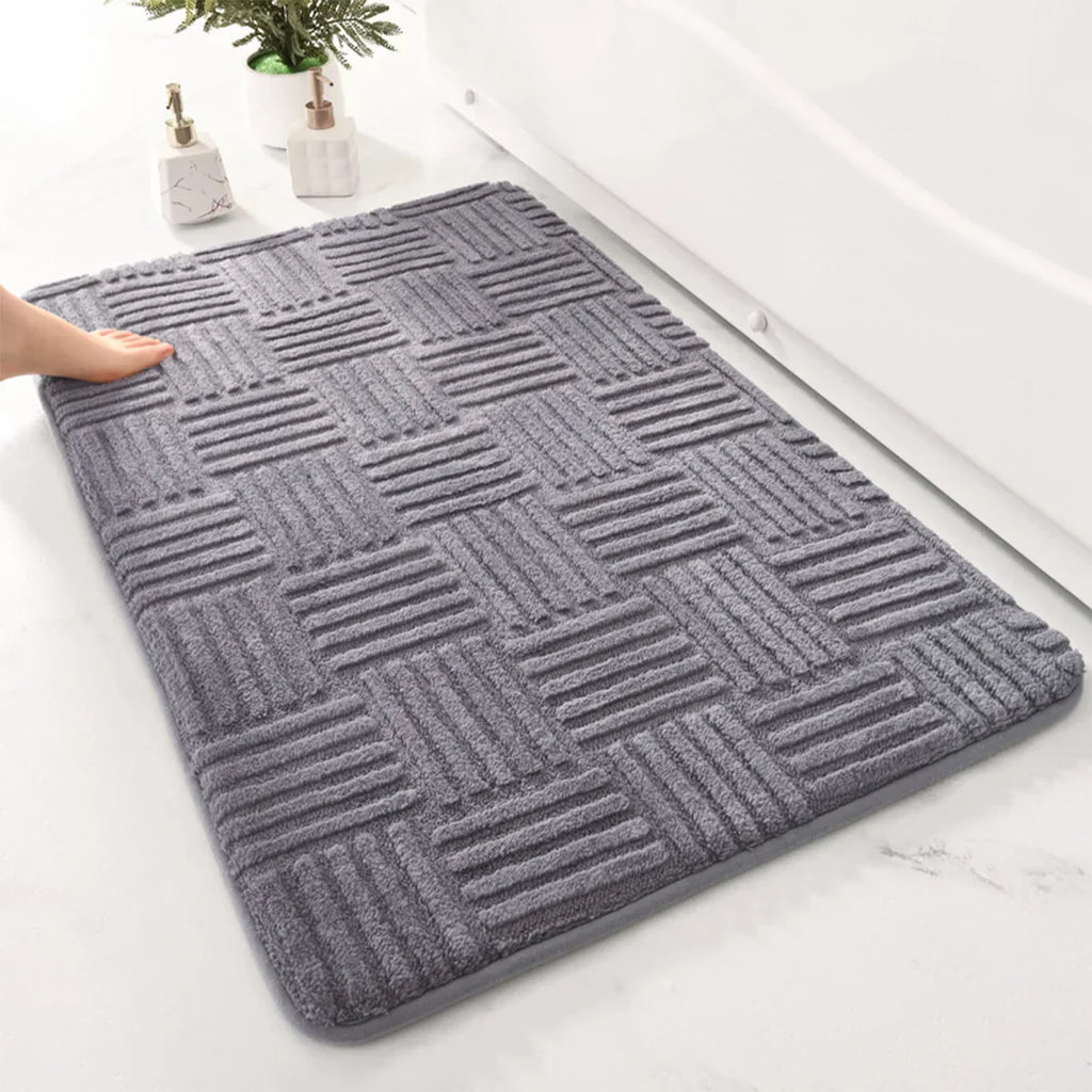 Bath Mat AquaStripes | Non-Slip & Highly Absorbent | Soft & Easy Care | For Bathroom & Entrance