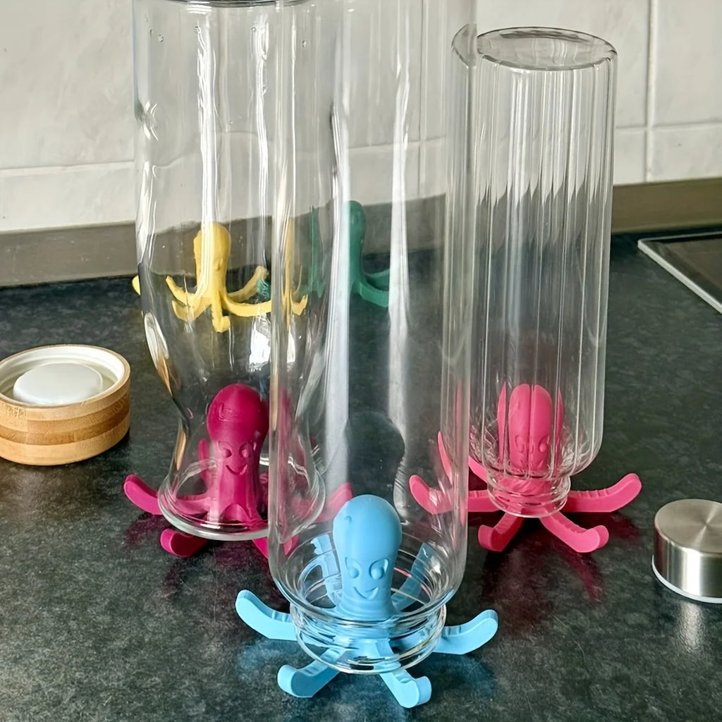 CupTako Tragbarer Flaschenhalter & Trockengestell | Octopus Design | Küchen- & Trinkbecherablage