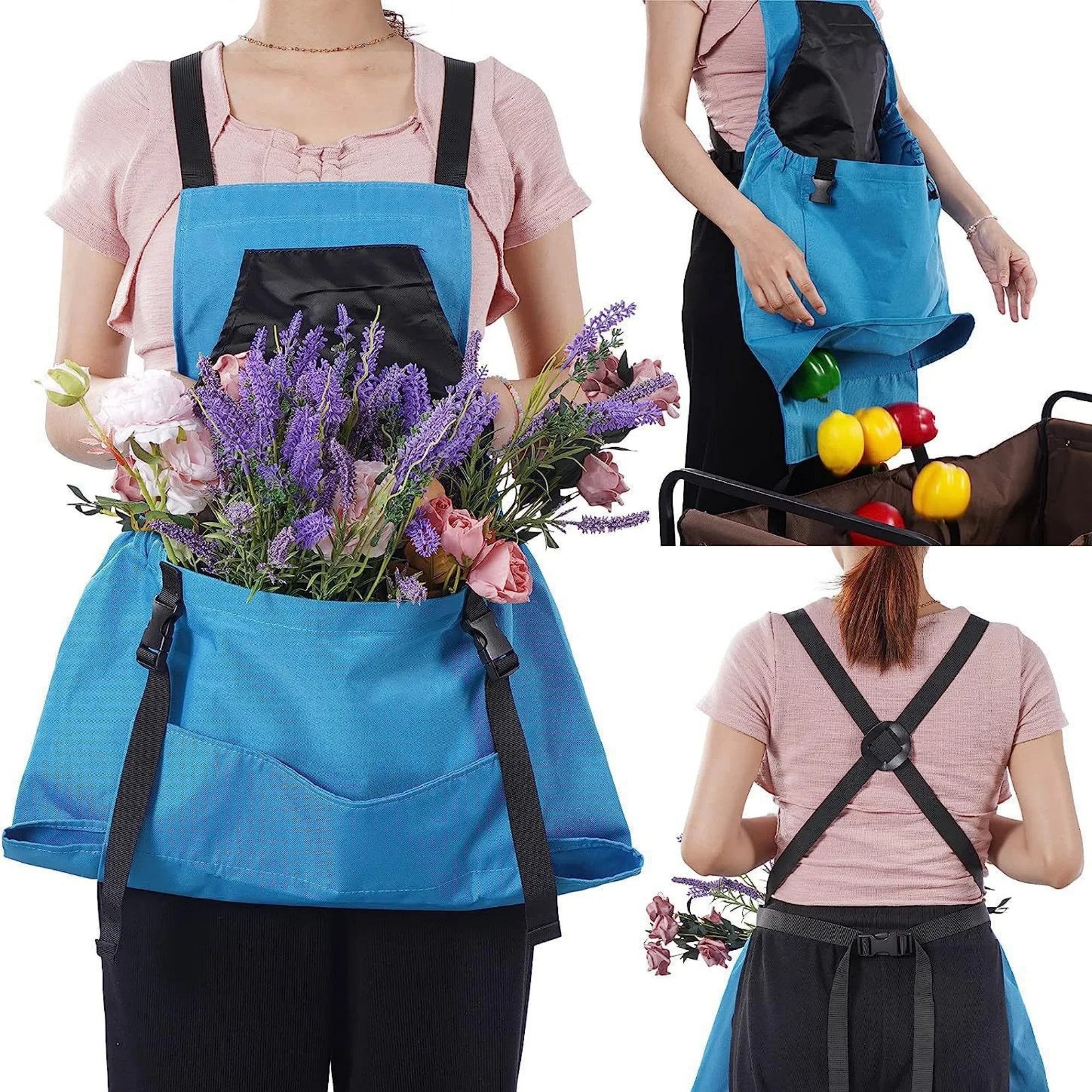 Harvesto | Ernteschürze mit Schnellverschluss-Tasche | Gartenarbeit & Erntehilfe | Verstellbare Gartenschürze