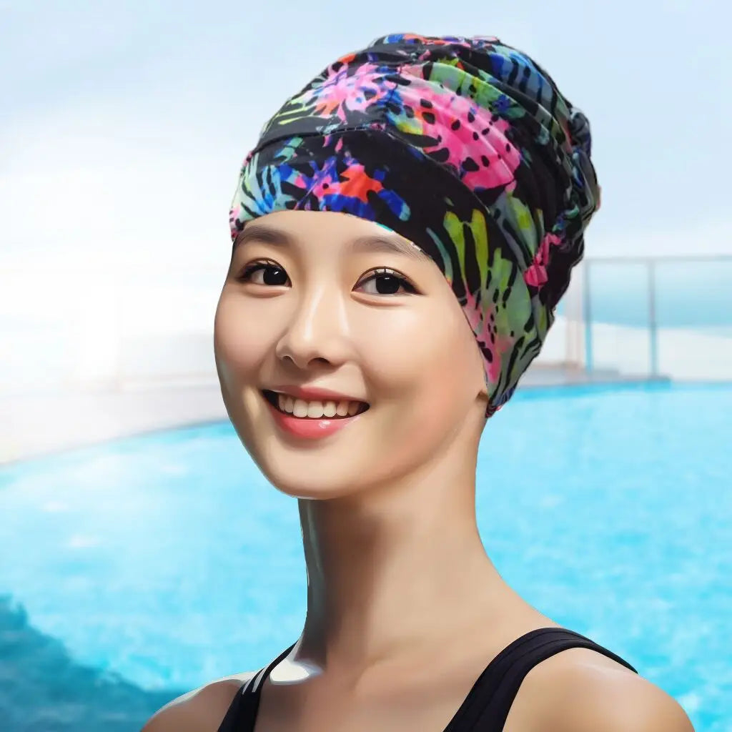 AquaLisse Damen Badehaube für lange Haare | Elastisch & Faltbar | Glattes Komfortdesign