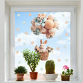 BallonHase Fenstersticker Heißluftballon | Cartoon Hase | Elektrostatik Dekoration für Glas & Türen