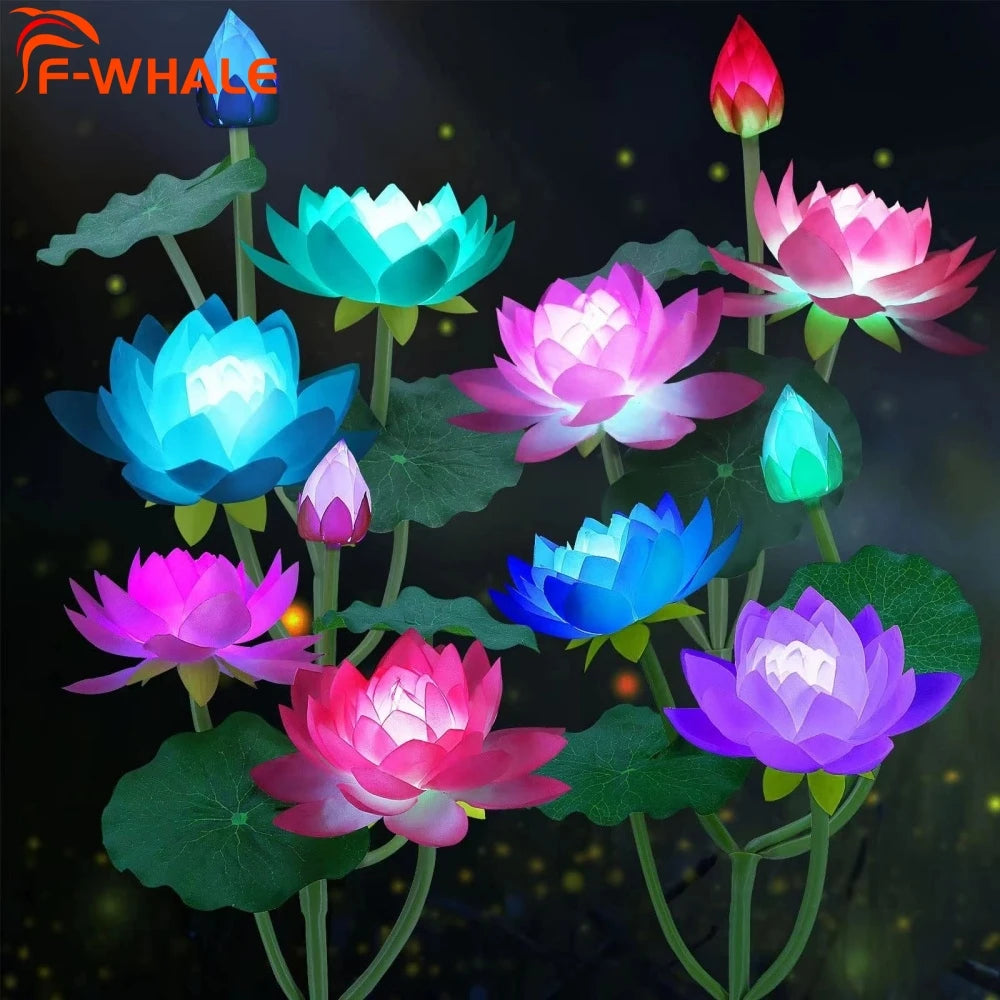 Floravion Solar Lotus Gartenleuchte 3 Köpfe | Farbwechsel LED | IP65 Wetterfest | Dekolicht Outdoor