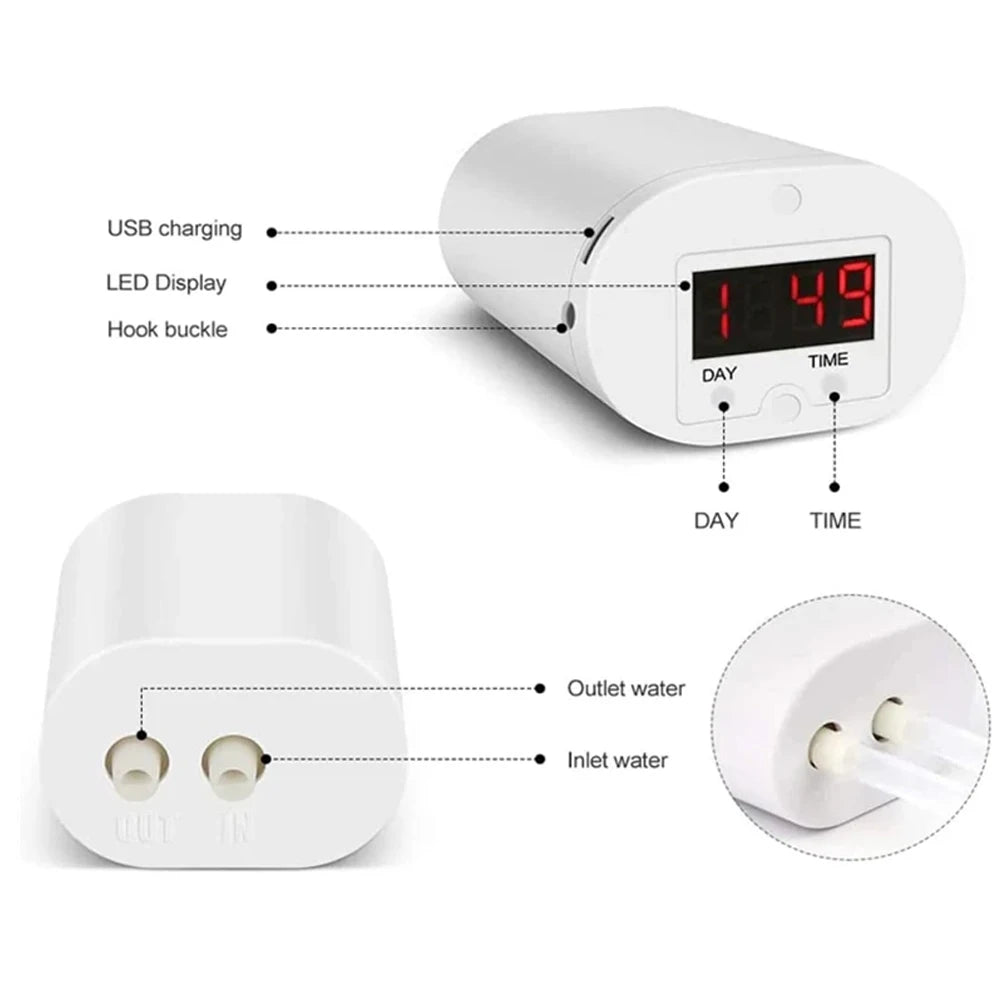 AquaVivo Smart Automatisches Bewässerungssystem | Selbstbewässerungs-Set 2–16 Tropfer | USB Akku