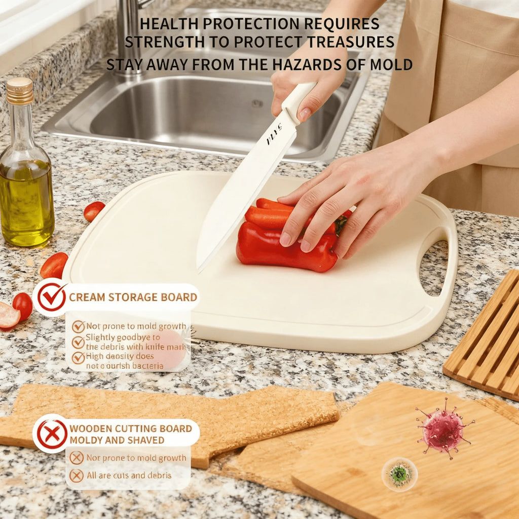 Kivano | 4-in-1 Schneidebrett Set | Mit Kochmesser, Obstmesser & Küchenschere | 33,5 x 21,5 cm