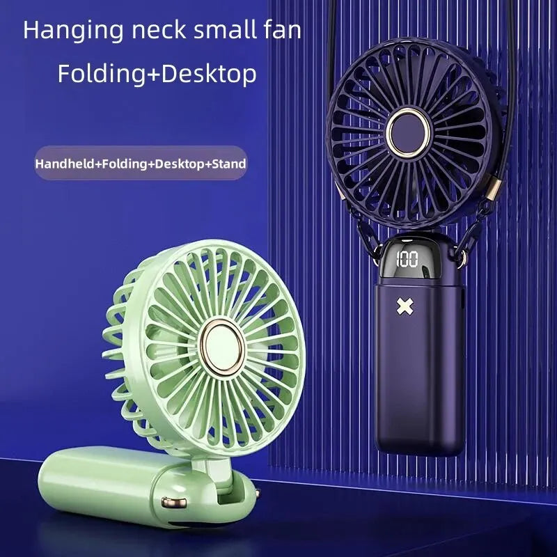 Breezento Mini Handventilator | 5 Windstufen | Tragbarer USB Tischventilator mit Handyhalter | Leiser Taschenventilator