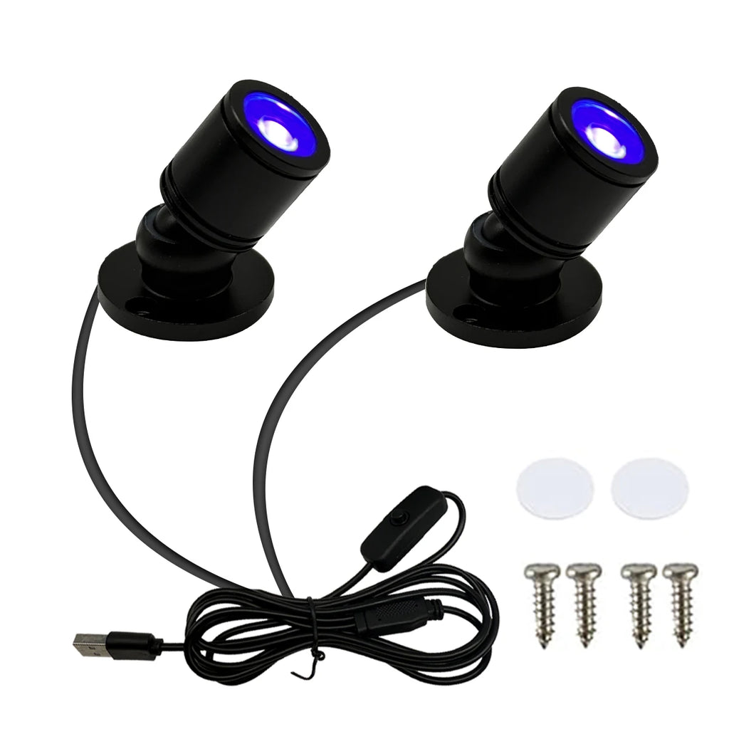 Noctilux | UV-Schwarzlichtlampe | 2–4 LED Spots | 1W UV-Beleuchtung | Für Vitrinen, PC-Gehäuse & Dekoration