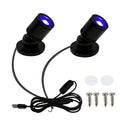 Noctilux | UV-Schwarzlichtlampe | 2–4 LED Spots | 1W UV-Beleuchtung | Für Vitrinen, PC-Gehäuse & Dekoration