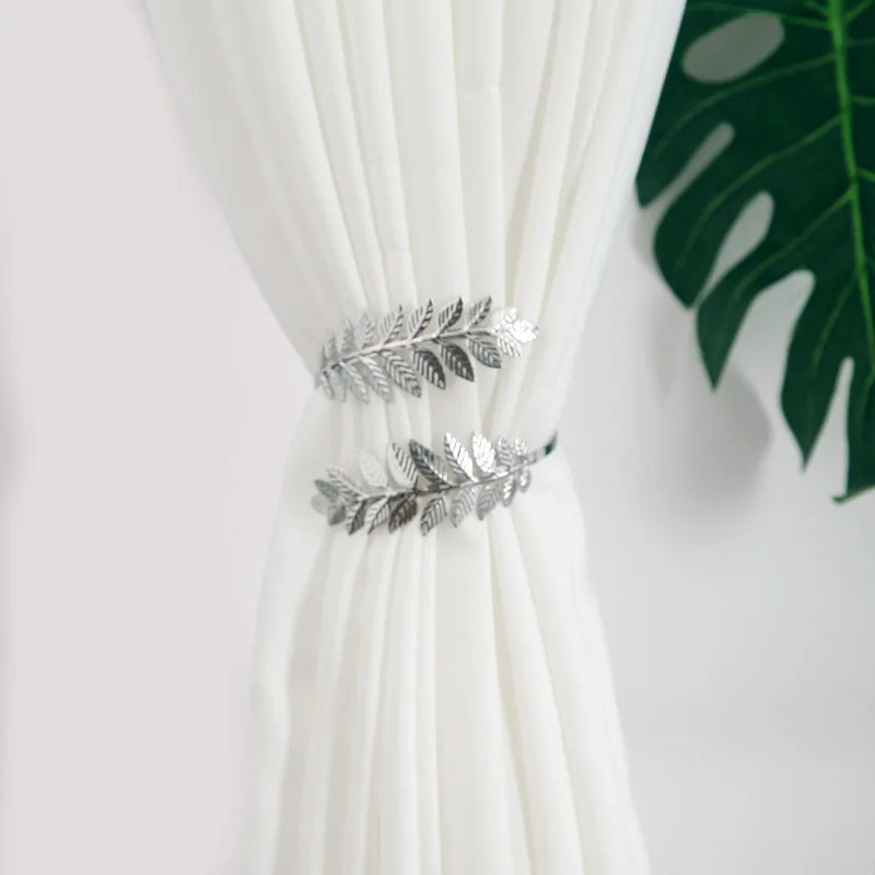 Leafora | Vorhanghalter Blattdesign | Verstellbare Gardinenhalter aus Metall | Dekorative Raffhalter