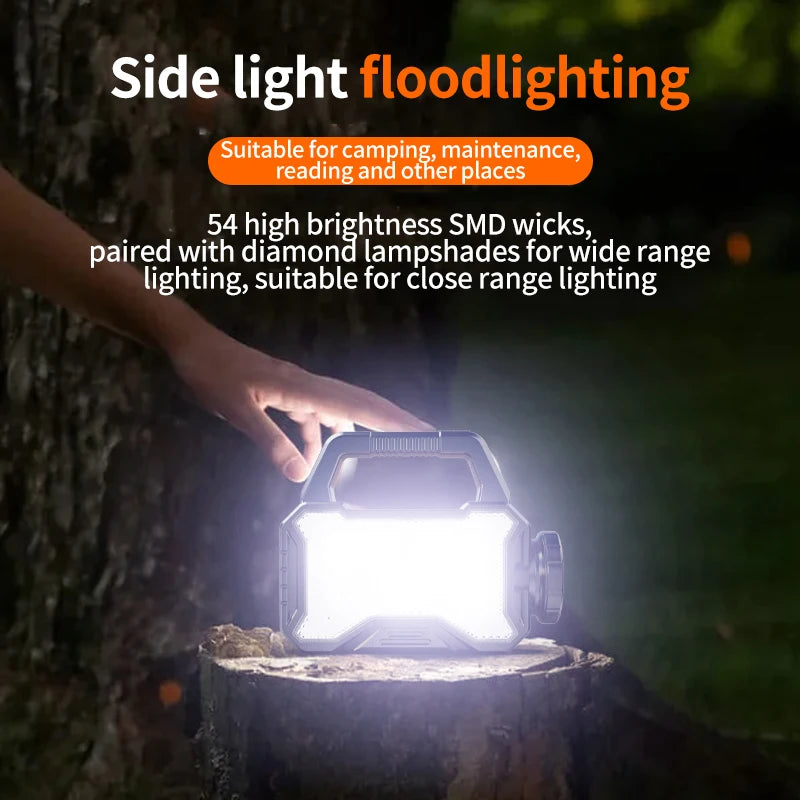 Solvanta | Solar-Campinglaterne mit Powerbank | LED-Suchscheinwerfer & COB-Seitenlicht | Wiederaufladbar
