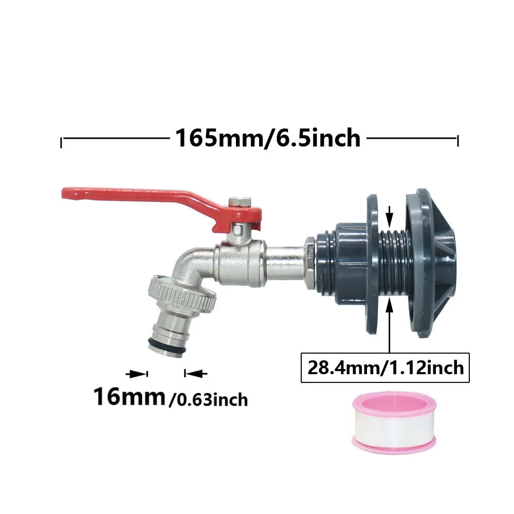 Hydravax IBC Tank Adapter Ventil | 16 mm Anschluss | Gewinde Wasserhahn Verbinder | Regentonne Schlauchadapter