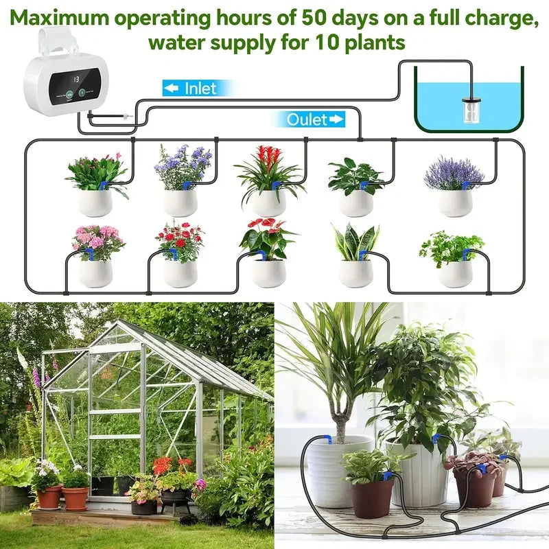 AquaFlow Control USB Bewässerungssystem | Automatische Tropfbewässerung | 300 Programme | Indoor
