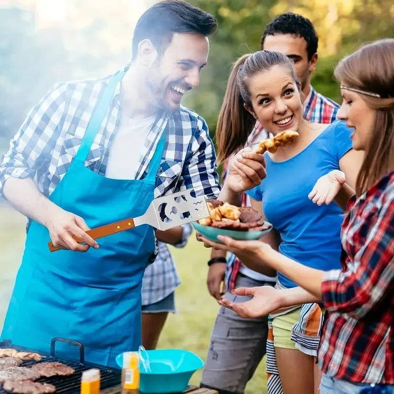 GrillMasterPro 7-in-1 Multifunktionaler Grillspatel | Edelstahl BBQ Werkzeug | Fleischzange, Wender & Küchenhelfer für Grill & Outdoor