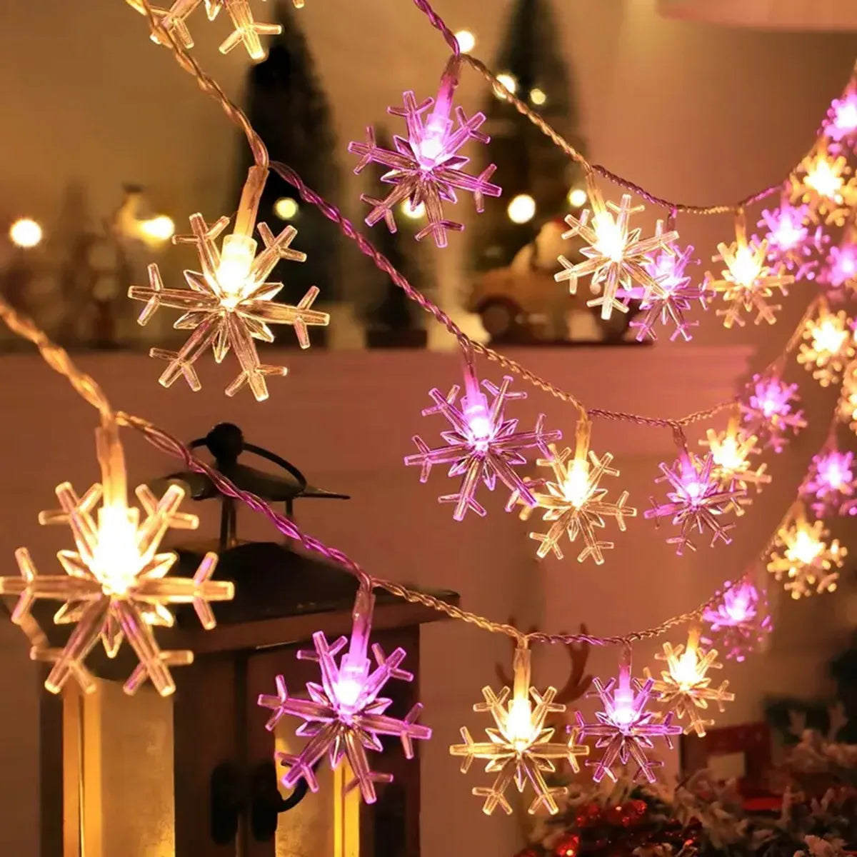 FrostGlow LED Snowflake String Lights | Warm White | Indoor & Outdoor | Battery Operated