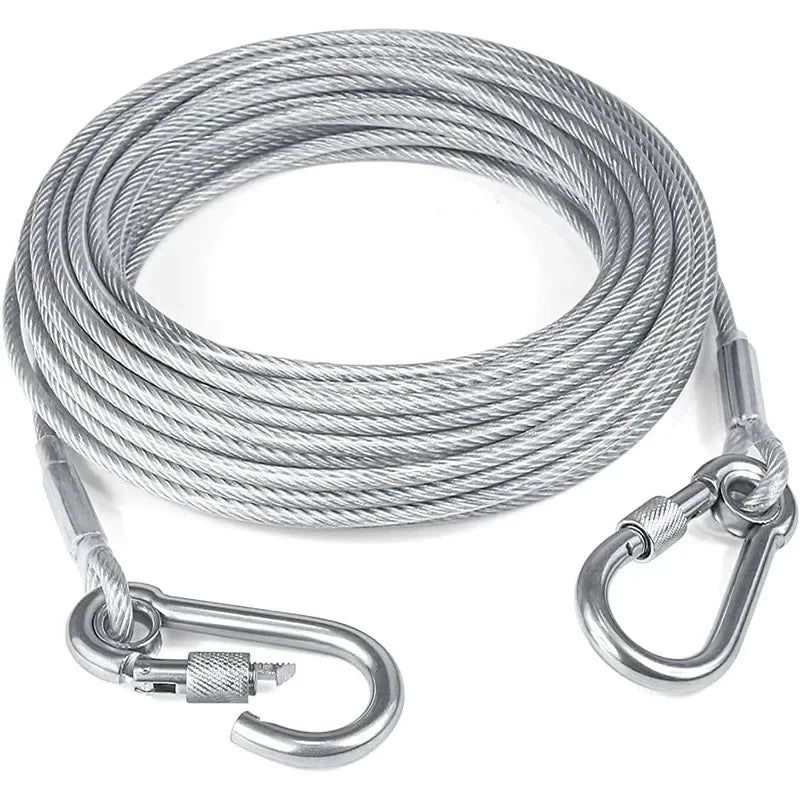 Canivaro | Hundeleine aus Stahlseil | Rostbeständig | Doppelseitiger Karabiner | Extra Robust | 460–1500 cm