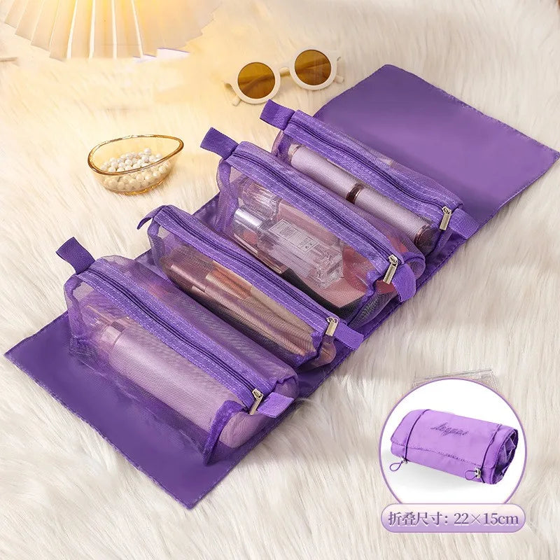 FlexiGlam Bag Abnehmbare Kosmetiktasche 4-in-1 | Große Kapazität & Tragbar | Faltbare Reise-Beauty-Aufbewahrung
