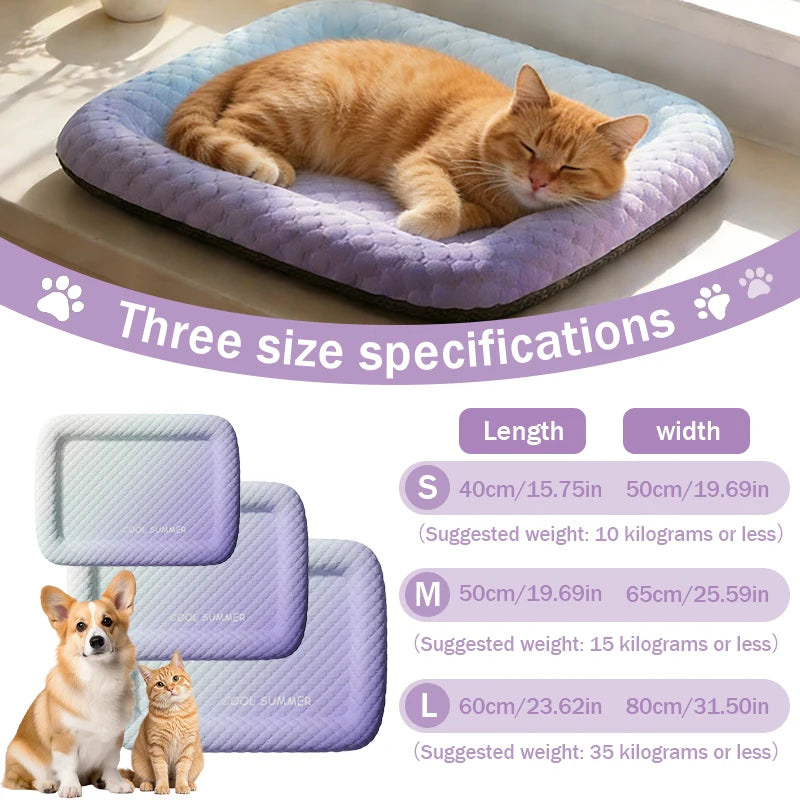 KühlPfote Katzen Kühlmatte | Eisseide-Kühlbett | Rutschfest & langlebig | 3 Größen | 3 Farben | Sommer Schlafunterlage