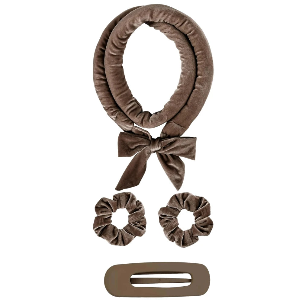 CurlEase Hitzefreier Haarwickler Stirnband | Weiche Velour Lockenwickler | Schlaf-Curls & DIY Styling | 3,5 x 151 cm