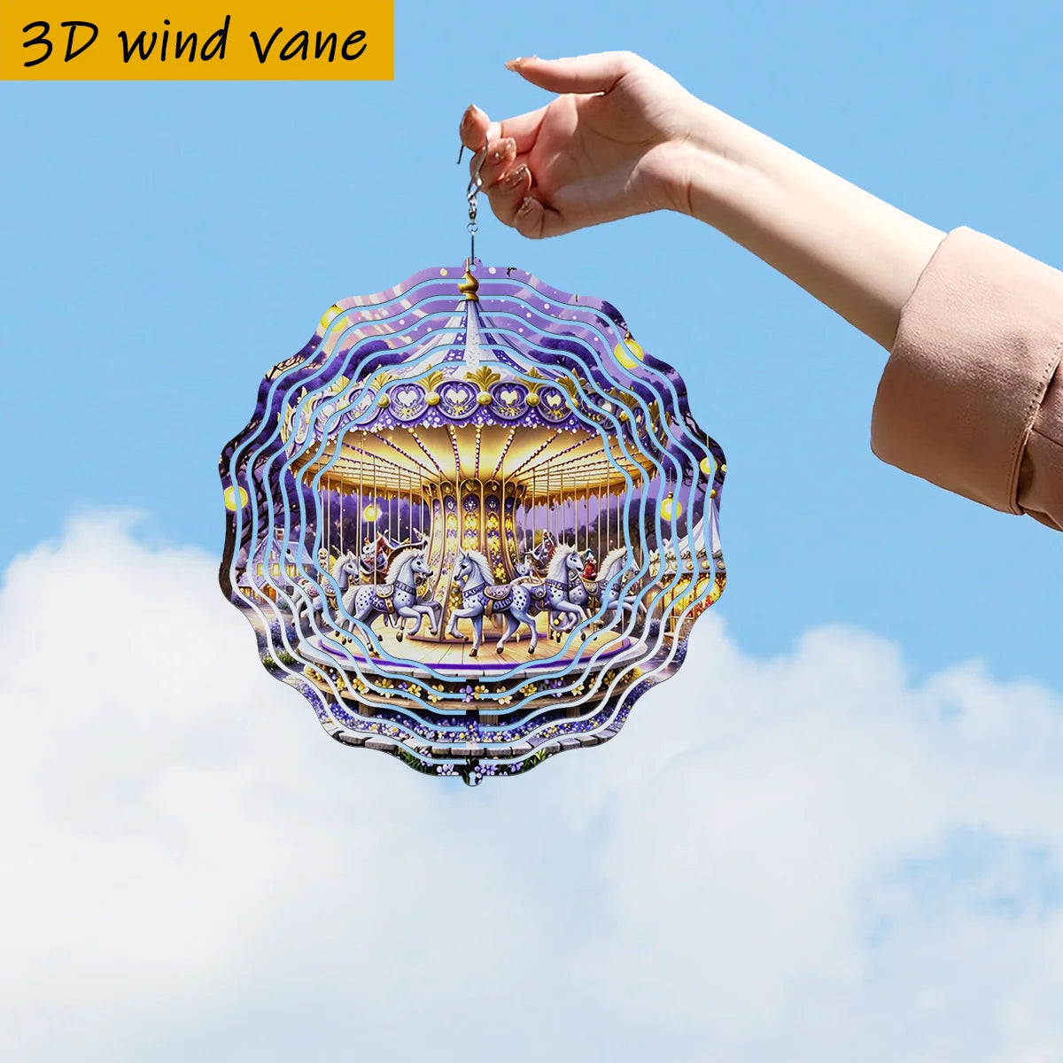 Auralis Windspiel Mandala 26 cm | Metall Wind Spinner | 360° Rotation | Garten Deko Lila