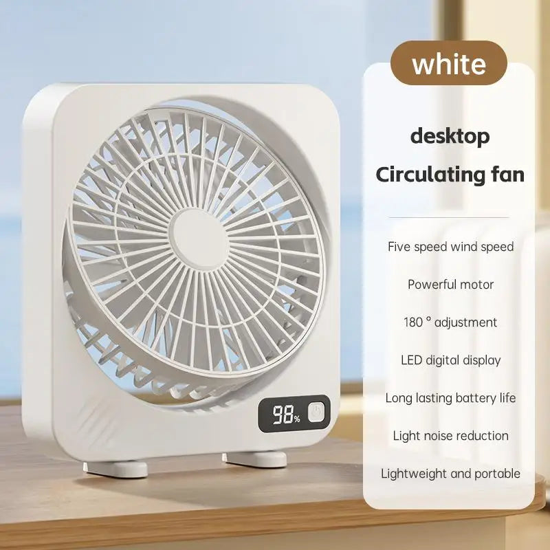 AeroLino USB Desk Fan | 5-Level Digital Display | Portable & Quiet | For Office, School & Home