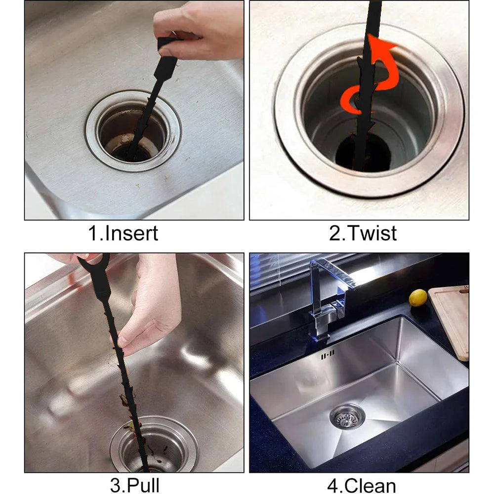 Drainova | Abflussreiniger Set 5-teilig | Haar- & Rohrreiniger | Für Waschbecken, Dusche & Abfluss