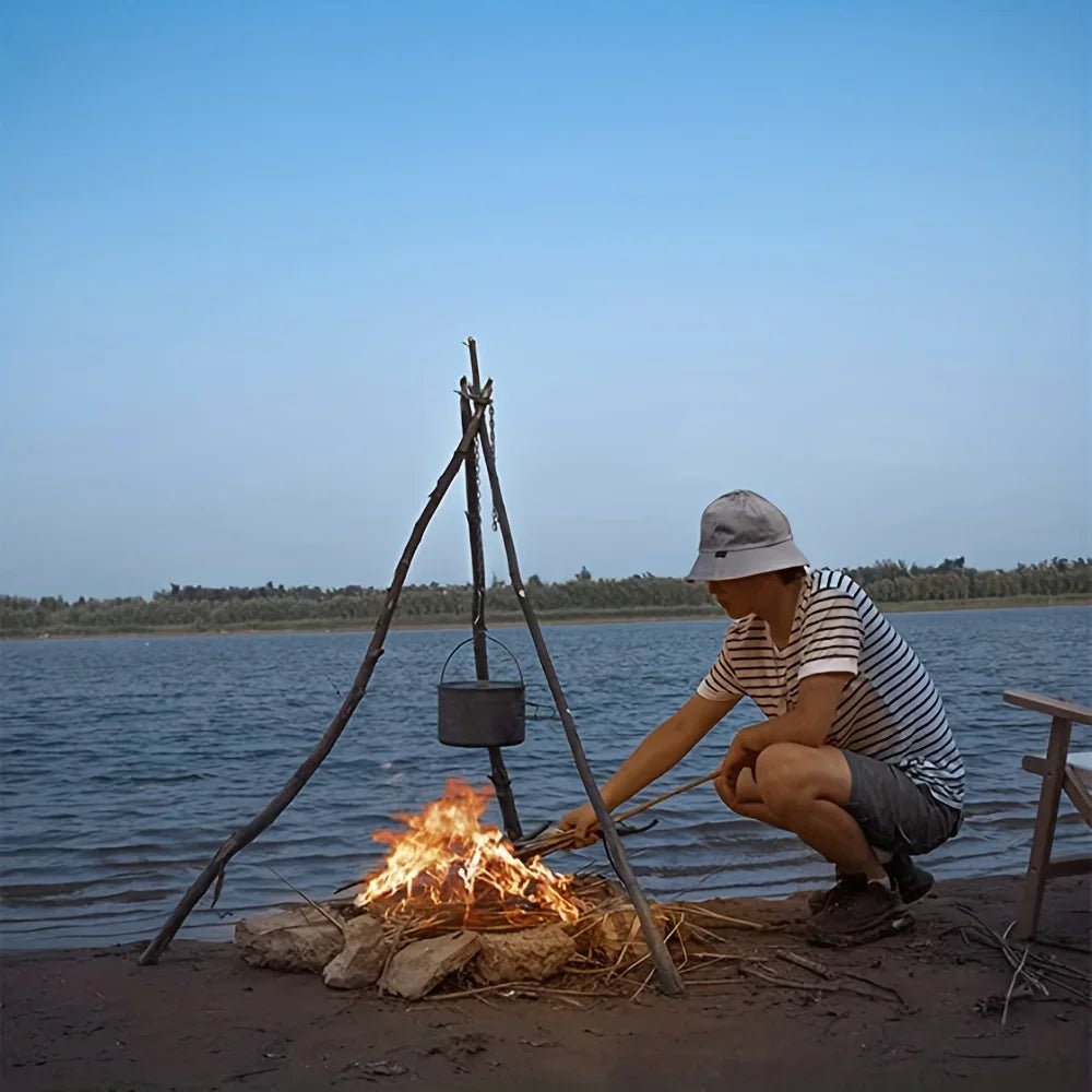 CampForge BBQ Dreibein Grillständer | Abnehmbar & Tragbar | Edelstahl | Verstellbare Kette