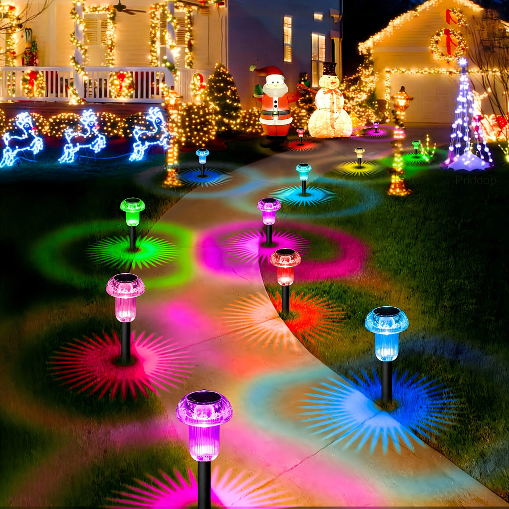 GlowShroom | 4er Set Solar Pilzleuchten LED | IP65 Wasserdichte Gartenstecker | Dekorative Wegbeleuchtung für Garten & Einfahrt